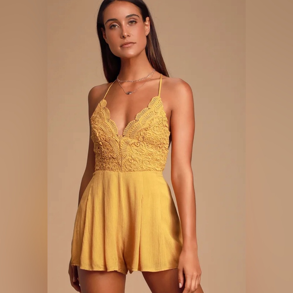 Star Spangled Mustard Yellow backless romper